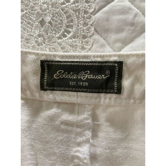 Eddie Bauer Denim Skirt Off White Button Fly Knee Length Skirt Size 6 - Picture 3 of 12